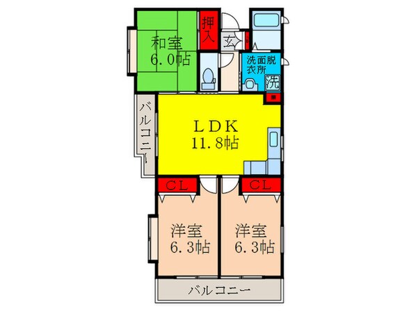 コ－ポラス吹東Ⅱの物件間取画像